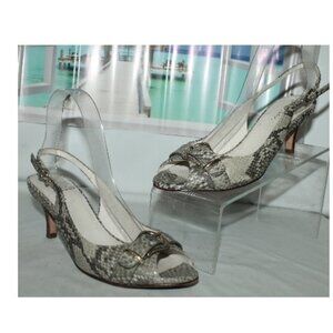 Cole Haan Nike Air Snake Print Buckle Accent Slingback Open Toe Heels Sandals